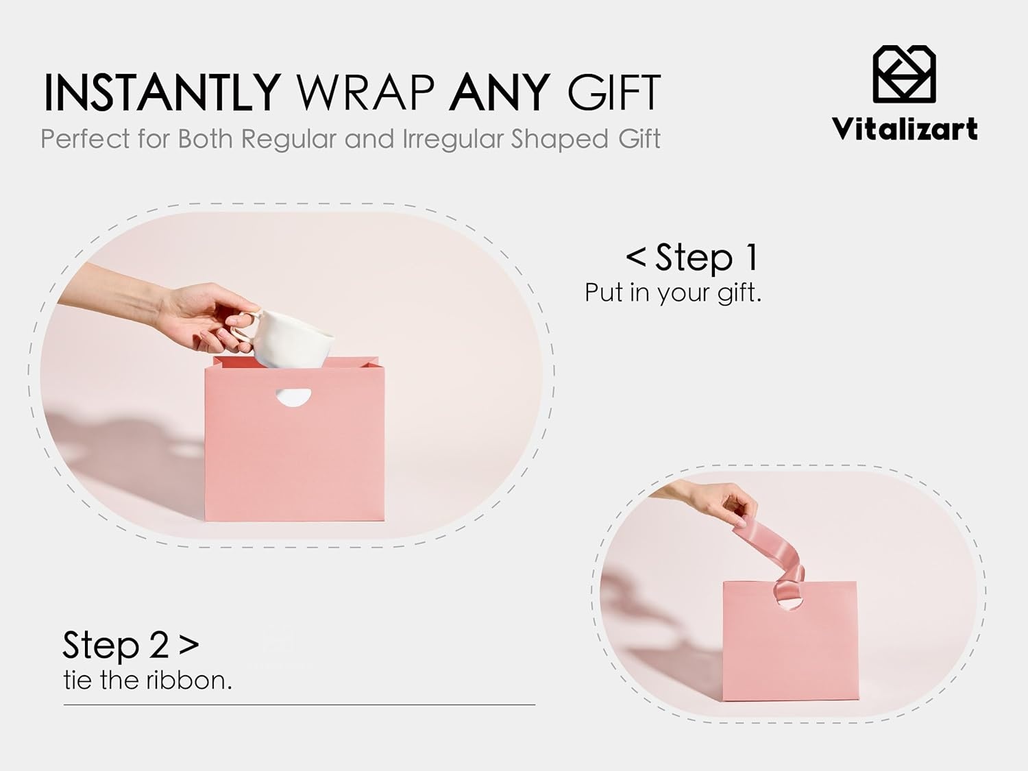 image:imageVitalizart Paper Gift Bags With Ribbon Handles Set of 10 Assorted Colors Bulk Reusable For Gift Wrap Girls Kids Birthday Bridal Shower Party Favors Goodie Bags Candy Christmas 61x295x571 Mini10 Assorted Colors