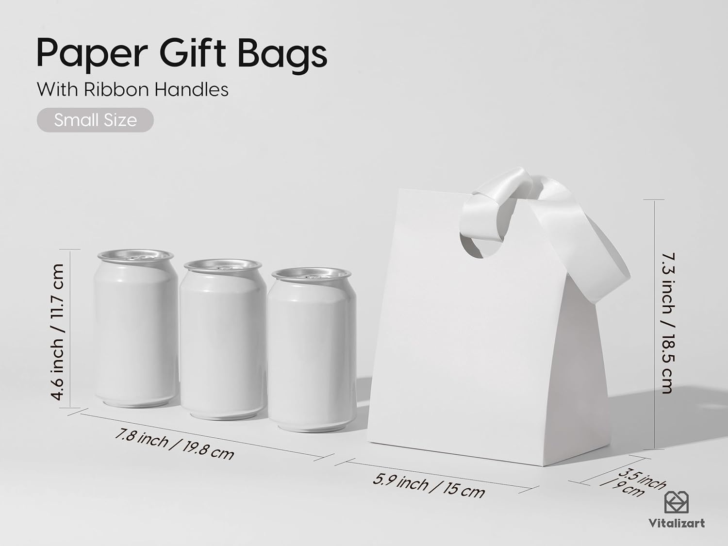 image:imageVitalizart Paper Gift Bags With Ribbon Handles Set of 10 Assorted Colors Bulk Reusable For Gift Wrap Girls Kids Birthday Bridal Shower Party Favors Goodie Bags Candy Christmas 591x354x728 SmallWhite