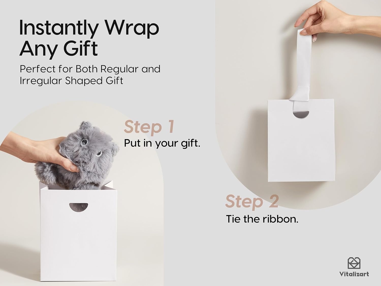 image:imageVitalizart Paper Gift Bags With Ribbon Handles Set of 10 Assorted Colors Bulk Reusable For Gift Wrap Girls Kids Birthday Bridal Shower Party Favors Goodie Bags Candy Christmas 591x354x728 SmallWhite