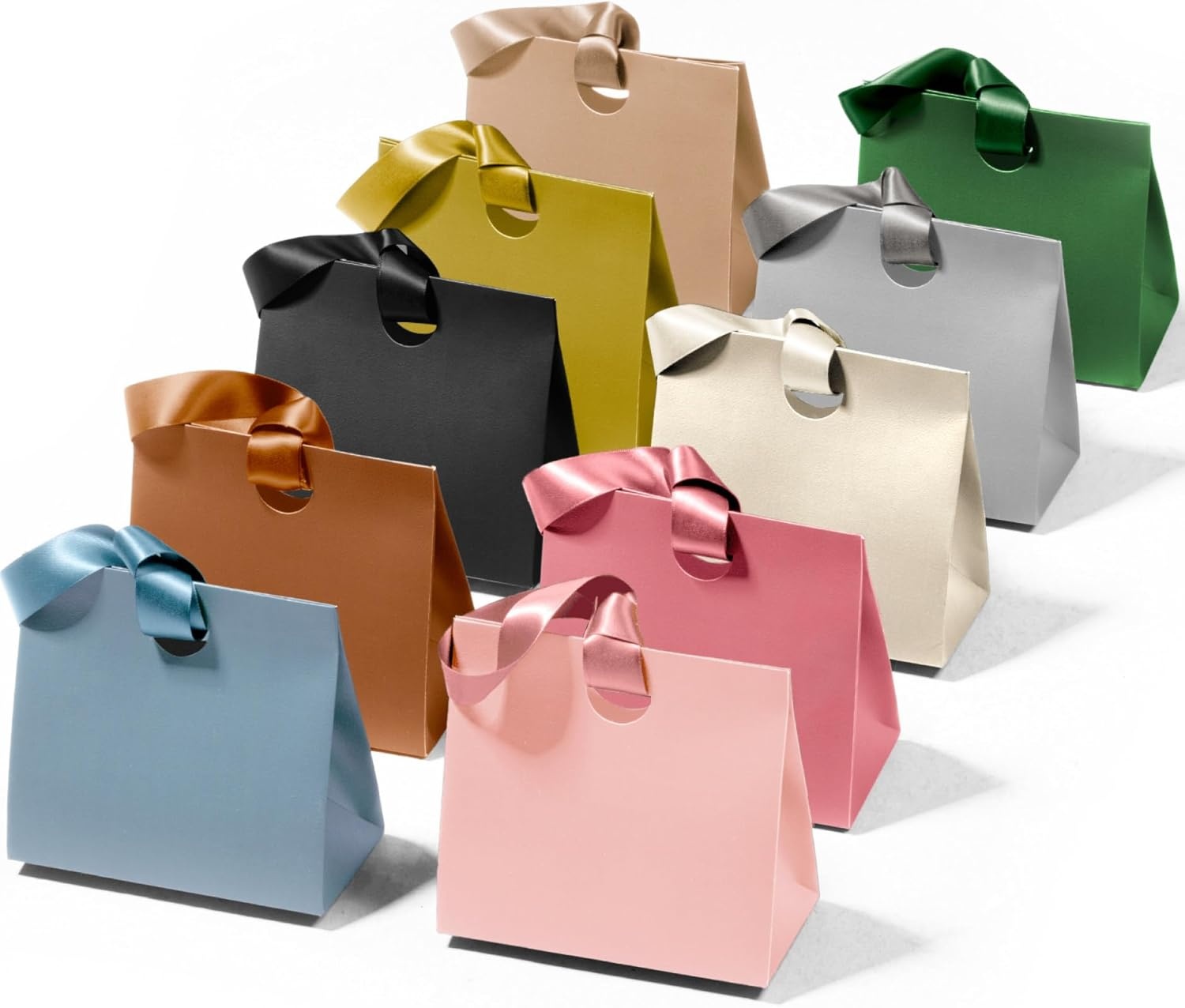image:imageVitalizart Paper Gift Bags With Ribbon Handles Set of 10 Assorted Colors Bulk Reusable For Gift Wrap Girls Kids Birthday Bridal Shower Party Favors Goodie Bags Candy Christmas 61x295x571 Mini10 Assorted Colors