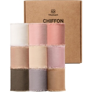 image:imageVitalizart 15 Rolls 15 Chiffon Silk Ribbon Handmade Fringe Total 30 Yd Frayed Edges Ribbons for Wedding Invitations Bridal Bouquets Gifts Wrapping Crafts Holiday DecorAssorted 9 Colors Pink  Nude