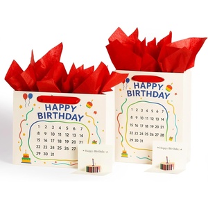 image:imageVitalizart Birthday Paper Gift Bags With Ribbon Handles Set of 2  PopUp Cards Tissue Paper Custom Calendar Design White Bags for Kids Birthday Party Favors Goodie Bags Girls Boys ShowerWhite