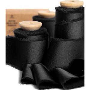 image:imageVitalizart Black Silk Satin Ribbon 112 Inch x 15 Yard Wooden Spool Handmade Frayed Ribbons for Gift Wrapping Baby Shower Wedding Bridal Bouquets Holiday DecorBlack