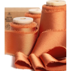 image:imageVitalizart Black Silk Satin Ribbon 112 Inch x 15 Yard Wooden Spool Handmade Frayed Ribbons for Gift Wrapping Baby Shower Wedding Bridal Bouquets Holiday DecorBurnt Orange