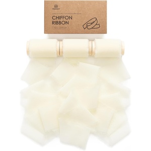image:imageVitalizart Chiffon Ribbon Set 3 Rolls 2 x 15 Yards Christmas SilkLike Handmade Frayed Edge Ribbon Soft Sheer Fabric for Wedding Bouquet Invitations Gift Wrapping Bridal amp Baby Shower Decorcream white