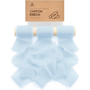 image:imageVitalizart Chiffon Ribbon Set 3 Rolls 2 x 15 Yards Christmas SilkLike Handmade Frayed Edge Ribbon Soft Sheer Fabric for Wedding Bouquet Invitations Gift Wrapping Bridal amp Baby Shower DecorBaby blue