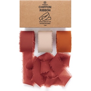 image:imageVitalizart Chiffon Silk Ribbon 1 x 21 Yd Nude amp White Fringe Fabric Package 3 Rolls  7 Yd for Wedding Invitations Bridal Bouquets Decorations Gifts Wrapping amp Bow MakingTerracotta  Orange