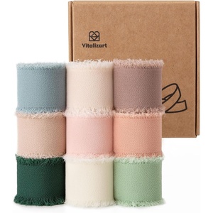 image:imageVitalizart Chiffon Silk Ribbon 1 x 21 Yd Nude amp White Fringe Fabric Package 3 Rolls  7 Yd for Wedding Invitations Bridal Bouquets Decorations Gifts Wrapping amp Bow Makingmixed color 9 rolls