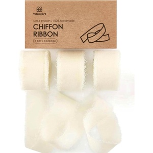 image:imageVitalizart Chiffon Silk Ribbon 1 x 21 Yd Nude amp White Fringe Fabric Package 3 Rolls  7 Yd for Wedding Invitations Bridal Bouquets Decorations Gifts Wrapping amp Bow MakingCream White