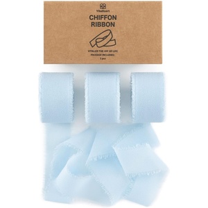 image:imageVitalizart Chiffon Silk Ribbon 1 x 21 Yd Nude amp White Fringe Fabric Package 3 Rolls  7 Yd for Wedding Invitations Bridal Bouquets Decorations Gifts Wrapping amp Bow Makinglight blue