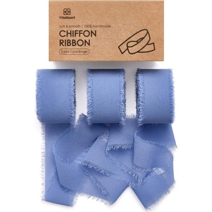 image:imageVitalizart Chiffon Silk Ribbon 1 x 21 Yd Nude amp White Fringe Fabric Package 3 Rolls  7 Yd for Wedding Invitations Bridal Bouquets Decorations Gifts Wrapping amp Bow MakingDusty Blue 3 Rolls