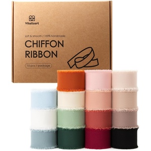 image:imageVitalizart Chiffon Silk Ribbon 1 x 21 Yd Nude amp White Fringe Fabric Package 3 Rolls  7 Yd for Wedding Invitations Bridal Bouquets Decorations Gifts Wrapping amp Bow Makingmixed color 15 rolls