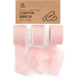 image:imageVitalizart Chiffon Silk Ribbon 1 x 21 Yd Nude amp White Fringe Fabric Package 3 Rolls  7 Yd for Wedding Invitations Bridal Bouquets Decorations Gifts Wrapping amp Bow MakingBlush Pink