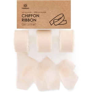 image:imageVitalizart Chiffon Silk Ribbon 1 x 21 Yd Nude amp White Fringe Fabric Package 3 Rolls  7 Yd for Wedding Invitations Bridal Bouquets Decorations Gifts Wrapping amp Bow Makinglight nude