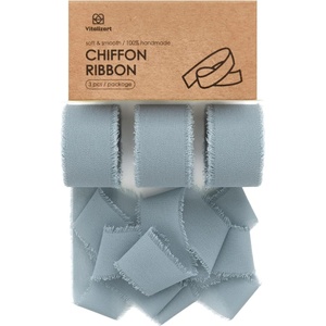 image:imageVitalizart Chiffon Silk Ribbon 1 x 21 Yd Nude amp White Fringe Fabric Package 3 Rolls  7 Yd for Wedding Invitations Bridal Bouquets Decorations Gifts Wrapping amp Bow MakingDusty Blue