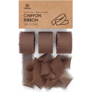 image:imageVitalizart Chiffon Silk Ribbon 1 x 21 Yd Nude amp White Fringe Fabric Package 3 Rolls  7 Yd for Wedding Invitations Bridal Bouquets Decorations Gifts Wrapping amp Bow Makingbrown