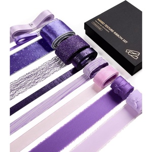 image:imageVitalizart Luxury Gold Ribbon 40 Yards 9 Textures amp Sizes Chiffon Satin Organza Grosgrain GiftWrapping Crafts Wedding Bouquets Christmas amp Holiday Bows9 Purple Ribbons 40Yd
