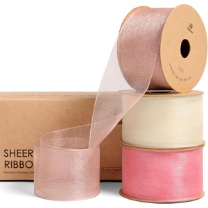 image:imageVitalizart Organza Ribbon 15 x 30 Yd Cream White Rose Gold amp Dusty Green Sheer Ribbons for Gift Wrapping Crafts Christmas Party Decor Bows Wedding Invitations Wreaths BouquetPink  Cream