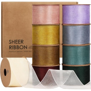 image:imageVitalizart Organza Ribbon 15 x 30 Yd Cream White Rose Gold amp Dusty Green Sheer Ribbons for Gift Wrapping Crafts Christmas Party Decor Bows Wedding Invitations Wreaths BouquetMixed 9 Rolls