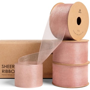 image:imageVitalizart Organza Ribbon 15 x 30 Yd Cream White Rose Gold amp Dusty Green Sheer Ribbons for Gift Wrapping Crafts Christmas Party Decor Bows Wedding Invitations Wreaths BouquetRose Gold