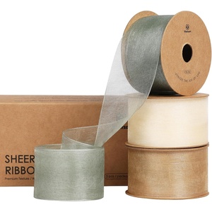 image:imageVitalizart Organza Ribbon 15 x 30 Yd Cream White Rose Gold amp Dusty Green Sheer Ribbons for Gift Wrapping Crafts Christmas Party Decor Bows Wedding Invitations Wreaths BouquetWhite Rose Gold  Green