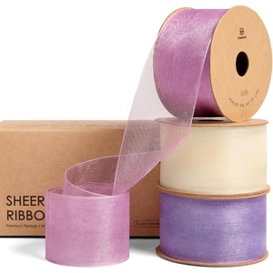 image:imageVitalizart Organza Ribbon 15 x 30 Yd Cream White Rose Gold amp Dusty Green Sheer Ribbons for Gift Wrapping Crafts Christmas Party Decor Bows Wedding Invitations Wreaths BouquetLavender  Pink
