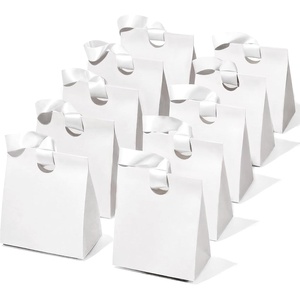 image:imageVitalizart Paper Gift Bags With Ribbon Handles Set of 10 Assorted Colors Bulk Reusable For Gift Wrap Girls Kids Birthday Bridal Shower Party Favors Goodie Bags Candy Christmas 591x354x728 SmallWhite