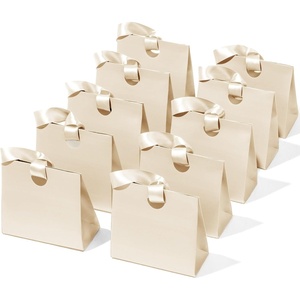 image:imageVitalizart Paper Gift Bags With Ribbon Handles Set of 10 Assorted Colors Bulk Reusable For Gift Wrap Girls Kids Birthday Bridal Shower Party Favors Goodie Bags Candy Christmas 61x295x571 MiniCream White
