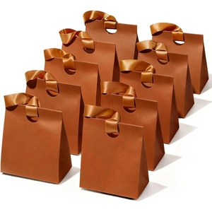 image:imageVitalizart Paper Gift Bags With Ribbon Handles Set of 10 Assorted Colors Bulk Reusable For Gift Wrap Girls Kids Birthday Bridal Shower Party Favors Goodie Bags Candy Christmas 591x354x728 SmallBrown