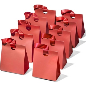 image:imageVitalizart Paper Gift Bags With Ribbon Handles Set of 10 Black Bulk Reusable For Gift Wrap Girls Kids Birthday Bridal Shower Party Favors Goodie Bags Candy Christmas 591x354x728 SmallRed