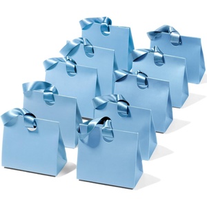 image:imageVitalizart Paper Gift Bags With Ribbon Handles Set of 10 Brown Bulk Reusable For Gift Wrap Girls Kids Birthday Bridal Shower Party Favors Goodie Bags Candy Toys Christmas 787x354x709 Small SizeBlue