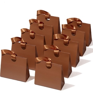 image:imageVitalizart Paper Gift Bags With Ribbon Handles Set of 10 Brown Bulk Reusable For Gift Wrap Girls Kids Birthday Bridal Shower Party Favors Goodie Bags Candy Toys Christmas 787x354x709 Small SizeBrown