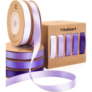 image:imageVitalizart Purple Ribbons for Crafts 38 x 50 Yd Lavender Satin Ribbon Double Face Gift Wrapping Silk Like Fabric Flower Bouquet Birthday Party Decorations Bridal Shower Wreath Hair ContinuousAssorted Purple