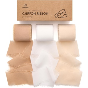 image:imageVitalizart White Handmade Chiffon Silk Ribbon Fringe 15 x 21 Yd Nude amp Ivory Frayed Edges Ribbons for Wedding Invitations Bridal Bouquets Gifts Wrapping Crafts Holiday Party DecorationsCamel  Nude