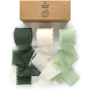 image:imageVitalizart White Handmade Chiffon Silk Ribbon Fringe 15 x 21 Yd Nude amp Ivory Frayed Edges Ribbons for Wedding Invitations Bridal Bouquets Gifts Wrapping Crafts Holiday Party DecorationsCream  Green