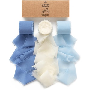 image:imageVitalizart White Handmade Chiffon Silk Ribbon Fringe 15 x 21 Yd Nude amp Ivory Frayed Edges Ribbons for Wedding Invitations Bridal Bouquets Gifts Wrapping Crafts Holiday Party DecorationsWhite  Blue
