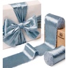 image:imageVitalizart Dusty Blue Ribbon 15 Velvet Handmade Frayed Edges Glossy Ribbon for Gift Wrapping Christmas Tree Ornaments Wreath Garland Holiday Decorations 5 Yd TotalDusty Blue