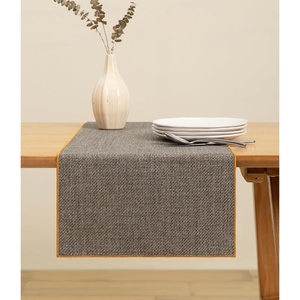 image:imageVitalizart Black Grey Table Runner Woven Rustic Boho Table Runners 14 x 36 Inch for Dining Room Farmhouse Kitchen Decor Home Outdoor Wedding Party Decorations Dark Grey with Gold Edge