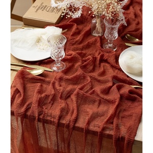 image:imageVitalizart Cheesecloth Table Runner 10 Ft Gauze Boho Fabric Rustic Terracotta Burnt Orange Cheese Cloth Table Runner for Wedding Bridal Shower Birthday Fall Thanskgiving Decoration 120 InchesTerracotta