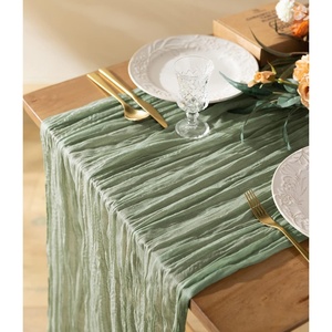 image:imageVitalizart Cheesecloth Table Runner 10ft Gauze Boho Rustic Ivory White Cream Cheese Cloth Table Runner for Wedding Bridal Shower Fall Thanskgiving Decoration 120 InchesSage Green