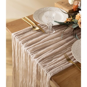image:imageVitalizart Cheesecloth Table Runner 10ft Gauze Boho Rustic Ivory White Cream Cheese Cloth Table Runner for Wedding Bridal Shower Fall Thanskgiving Decoration 120 InchesBeige Nude