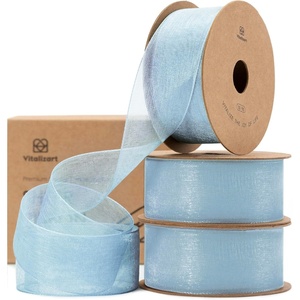 image:imageVitalizart 1 x 90Yd Organza Ribbon Mixed Color Sheer Ribbons Set 10 Yd x 9 Rolls Handmade for Gift Wrapping Christmas Tree Crafts Bows Wedding Invitations Wreaths WrapDusty Blue