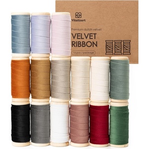 image:imageVitalizart Fall Velvet Ribbon Set 38 x 15 Yd Wooden Spool Fabric Trim 3 Rolls  5 Yd for Christmas Wreath Decoration Handmade Craft Ornaments Gift Wrapping amp Bow Making15 colors