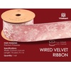 image:imageVitalizart Red Gold Wired Velvet Ribbon 25 Inch Metallic Crushed Velvet for Gift Wrapping Christmas Tree Decoration Crafts Wreaths Garland Continuous 10 YardsPink