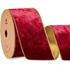 image:imageVitalizart Red Gold Wired Velvet Ribbon 25 Inch Metallic Crushed Velvet for Gift Wrapping Christmas Tree Decoration Crafts Wreaths Garland Continuous 10 YardsRed Gold Wire