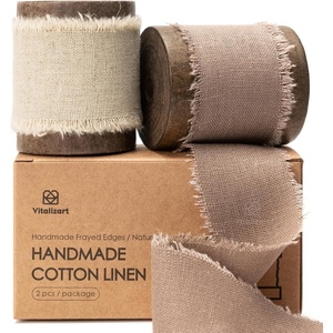 image:imageVitalizart Burgundy Cotton Linen Ribbon with Spool 15 x 5Yd Handmade Fringe Frayed Fabric Cloth for Wedding Invitations Bridal Bouquets Gift WrappingBeige  Brown