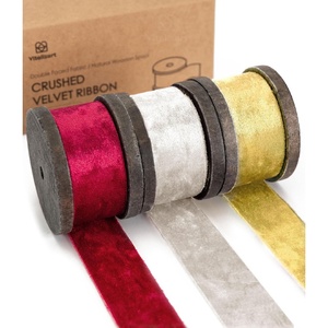 image:imageVitalizart Velvet Ribbon Set 1 x 9Yd Wooden Spool White Luxury Velvet Ribbons Double Side for Christmas Tree Wreath Decoration Ornaments Gift Wrapping Flower Bouquet 3 Rolls  3YdWhite Red Gold