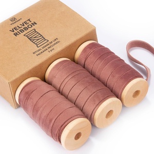 image:imageVitalizart Pink Velvet Ribbon Set 38 x 15 Yd Wooden Spool Fabric Trim 3 Rolls  5 Yd for Christmas Wreath Decoration Handmade Craft Ornaments Gift Wrapping amp Bow MakingRose Gold