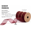 image:imageVitalizart Black Ribbon Organza Sheer Ribbon 1 inch x 30Yd Handmade Fabric Ribbons for Gift Wrapping Christmas Tree Crafts Bows Wedding Invitations Wreaths WrapBurgundy