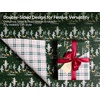 image:imageVitalizart Christmas Wrapping Paper Roll Set 17 With Satin Ribbon amp Gift Tags Green Reversible Holiday Design With Christmas Tree Snowflakes Stripes PlaidGreen Christmas Wrapping Paper Set